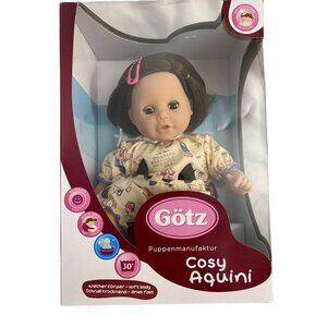 Götz Cozy Aquini Doll With Eyes Open & Close Soft Body & Cute Outfit 13"